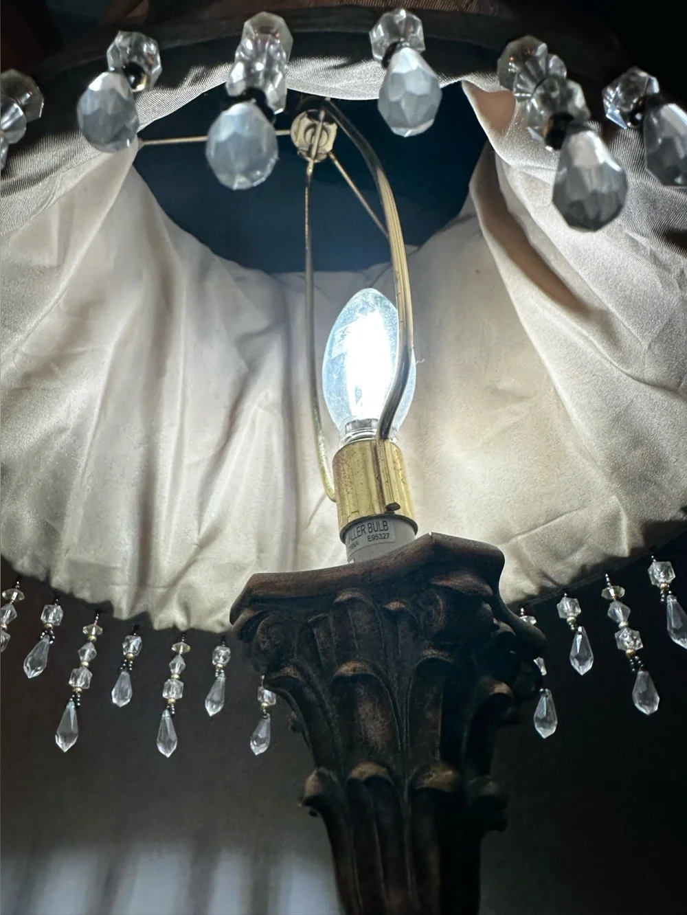 2 Elegant Ruffled Amber Table Lamp with Crystal Fringe - Home Accents